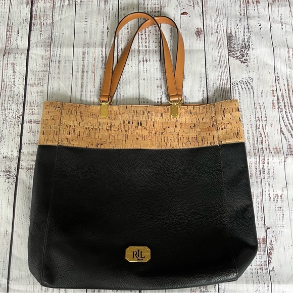Lauren Ralph Lauren Vegan Pebbled Leather and Cork Bag - Picture 2 of 12